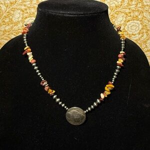 Buffalo nickel and Navajo Pearl necklace